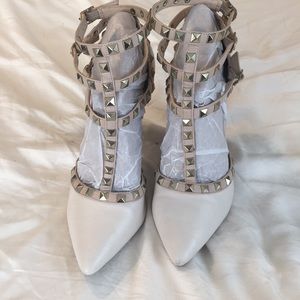 Gold Studded Cream/White and Blush Heels Size 7
